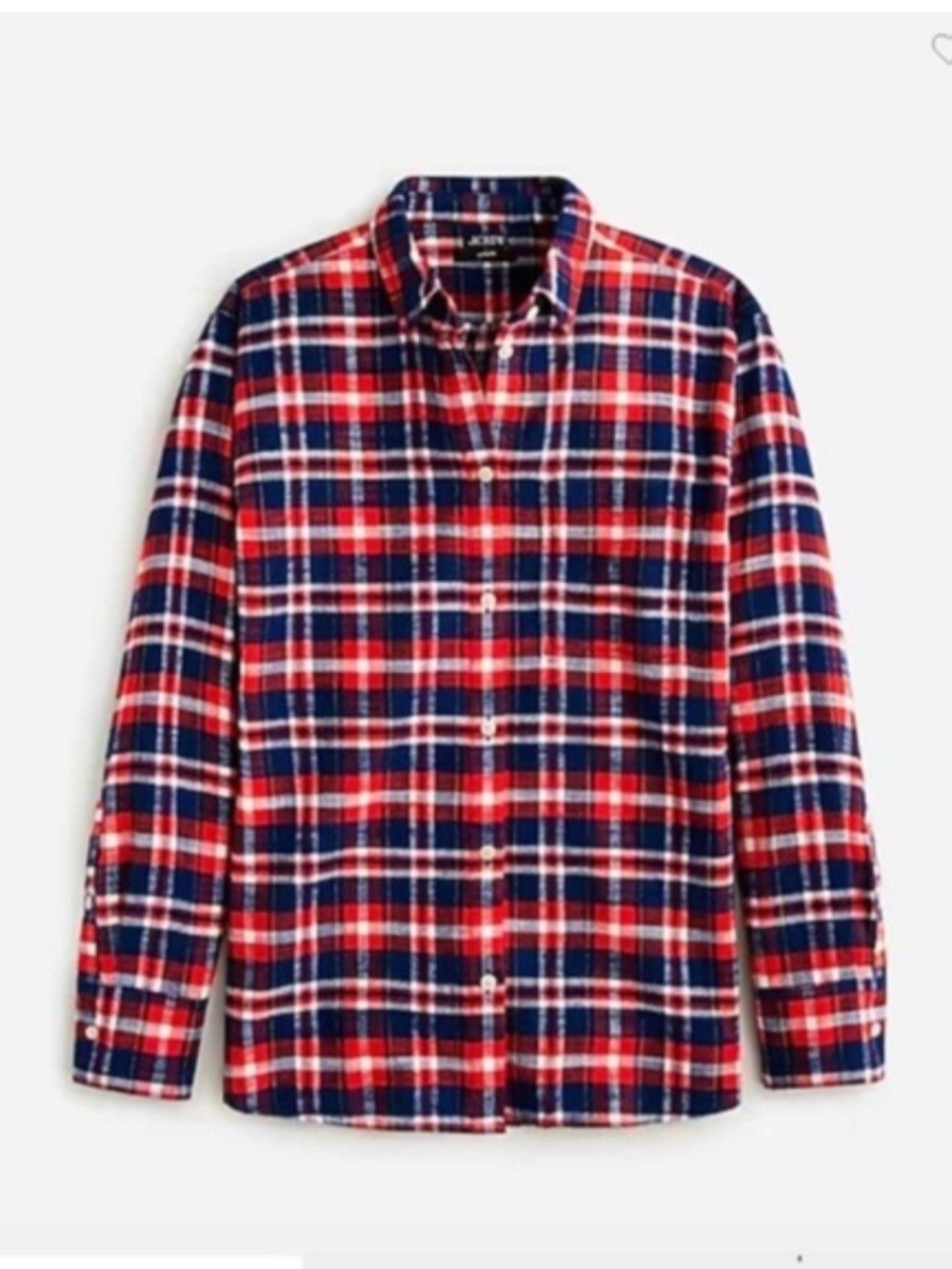 J. Crew Red and Navy Plaid Button-Down Shirt - Picture 3 of 10